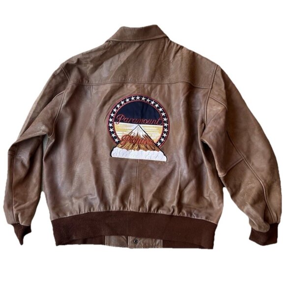 Vintage PARAMOUNT FILMS LEATHER JACKET BOMBER Men’s Size Large Made in USA - Picture 3 of 14